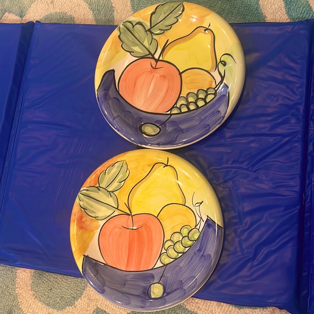 Bella Ceramica 10 inch Round hand painted Dinner Plates X 2
